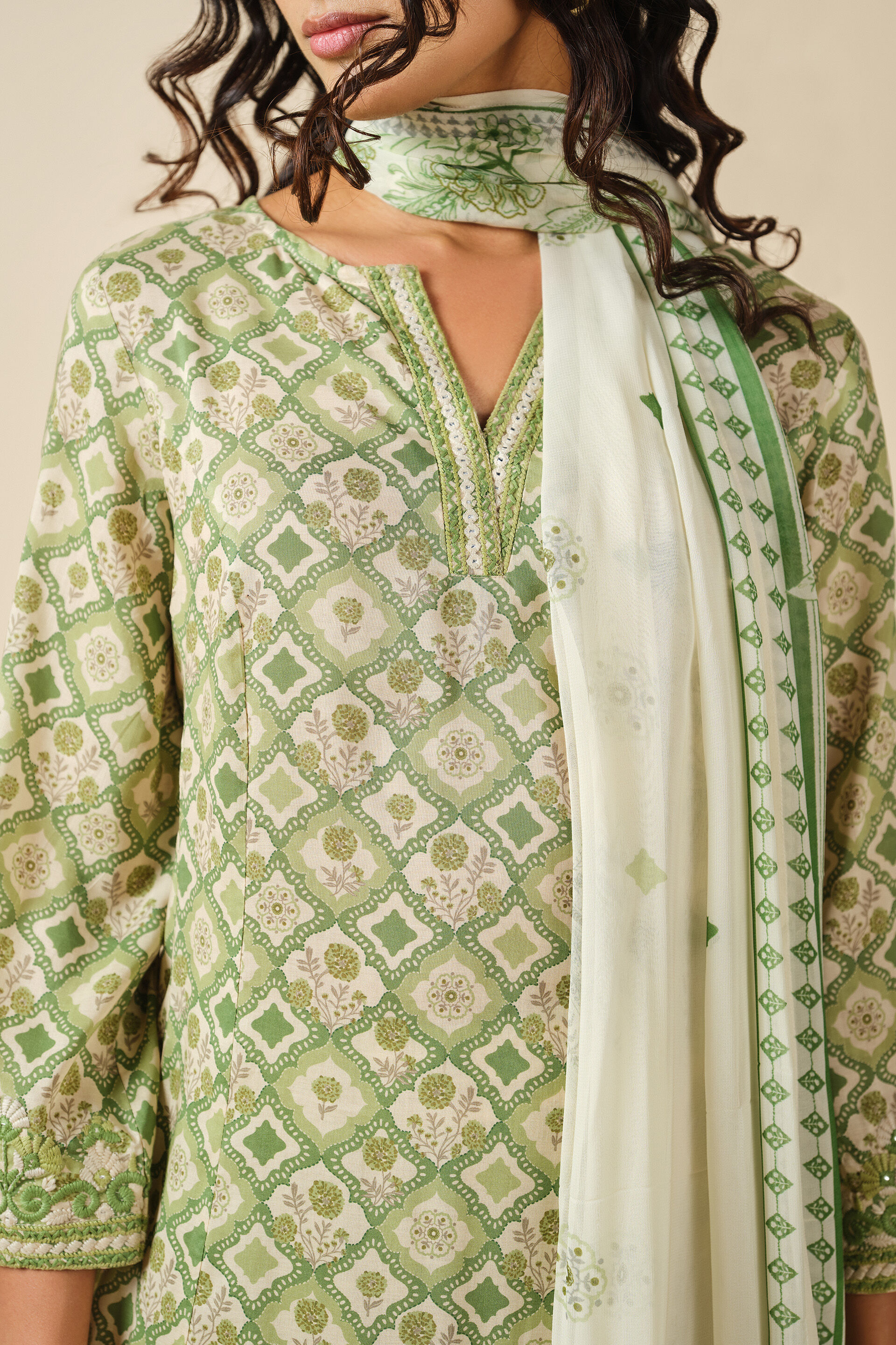 Nature Noor Kurta Set, Sage Green, image 6
